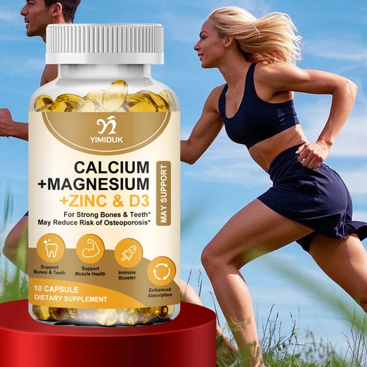 Calcium Magnesium Zinc Capsules, with Vitamin D3 for Strong Bones Teeth Heart Nerve Increase Immune System Function Supplement