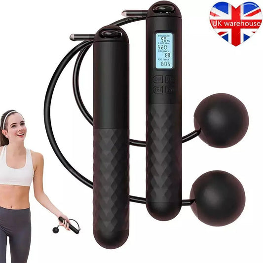 UK Cordless Jump Ropeless Rope With Digital Counter Skipping Rope^