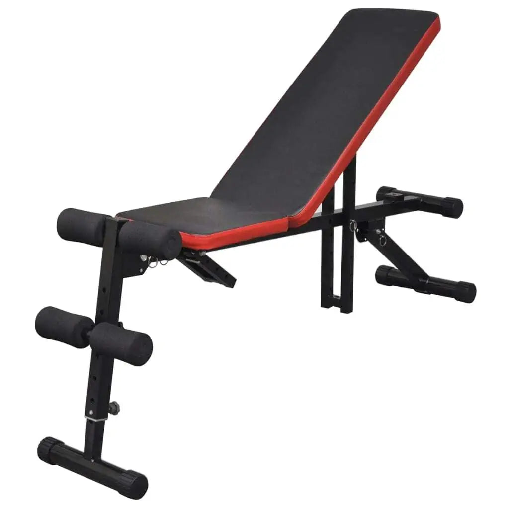 Adjustable Sit-up Bench with 30.5kg Barbell & Dumbbell Set for Home Fitness