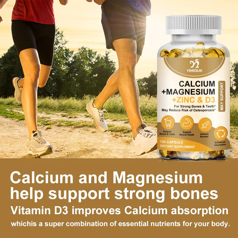 Calcium Magnesium Zinc Capsules, with Vitamin D3 for Strong Bones Teeth Heart Nerve Increase Immune System Function Supplement