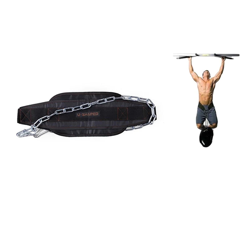 Thicken Weight Lifting Belt With Chain Dipping Belt For Pull Up Chin Up Kettlebell Barbell Fitness Bodybuilding Gym Belt